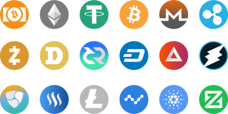 Cryptocurrency logos